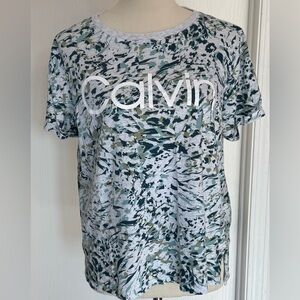Calvin Klein Performance Abstract Blue Green Tee